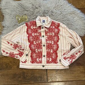 SUI by Anna Sui Jacket Womens Medium Embroidered Lace Western Boho Chic